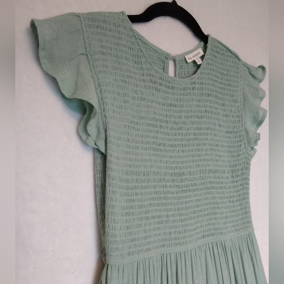 Mint Green Maxi Dress with Ruffle Cap Sleeves Sz Med - Picture 4 of 11